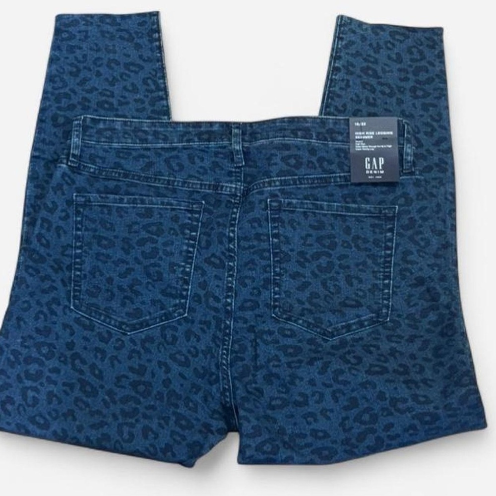 NEW GAP Women's Blue Leopard Print Skinny Jeans Size 16